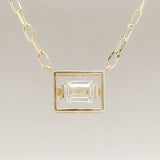 14K Y Gold 1ct F/VS2 Lab - Created Emerald Cut Diamond on Paperclip Chain IGI - Walter Bauman Jewelers