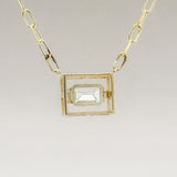 14K Y Gold 1ct F/VS2 Lab - Created Emerald Cut Diamond on Paperclip Chain IGI - Walter Bauman Jewelers