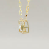 14K Y Gold 1ct F/VS2 Lab - Created Emerald Cut Diamond on Paperclip Chain IGI - Walter Bauman Jewelers