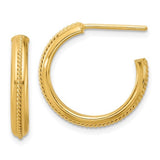 14K Y Gold 20mm Rope Design Round J - Hoop Earrings - Walter Bauman Jewelers