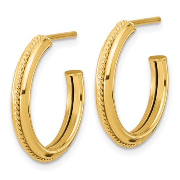 14K Y Gold 20mm Rope Design Round J - Hoop Earrings - Walter Bauman Jewelers