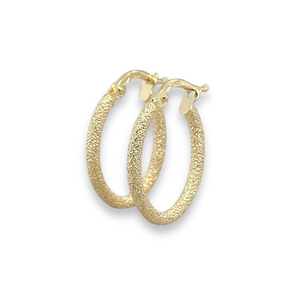 14K Y Gold 20x15.5mm Oval Textured Hoop Earrings - Walter Bauman Jewelers