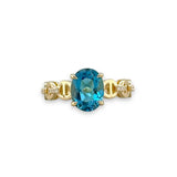 14K Y Gold 2.13ct Blue Topaz and 0.04ctw G/SI1 Diamond Ring - Walter Bauman Jewelers