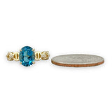 14K Y Gold 2.13ct Blue Topaz and 0.04ctw G/SI1 Diamond Ring - Walter Bauman Jewelers