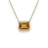 14K Y Gold 2.20ct 8x10mm Emerald Cut Citrine Pendant - Walter Bauman Jewelers