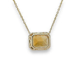 14K Y Gold 2.20ct 8x10mm Emerald Cut Citrine Pendant - Walter Bauman Jewelers