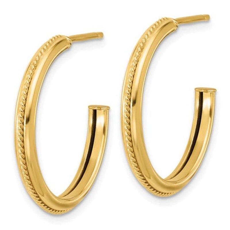 14K Y Gold 23.5mm Rope Design Round J - Hoop Earrings - Walter Bauman Jewelers