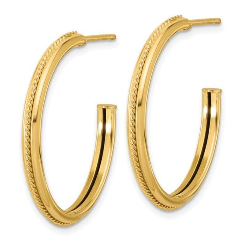 14K Y Gold 29mm Rope Design Round J - Hoop Earrings - Walter Bauman Jewelers