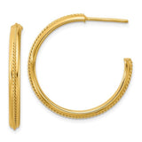 14K Y Gold 29mm Rope Design Round J - Hoop Earrings - Walter Bauman Jewelers