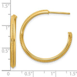 14K Y Gold 29mm Rope Design Round J - Hoop Earrings - Walter Bauman Jewelers