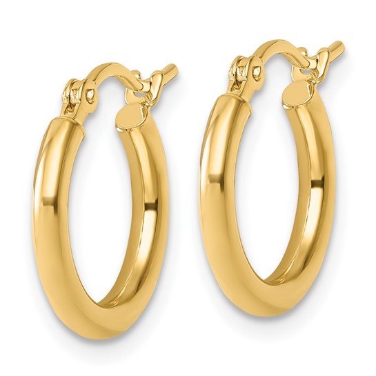 14K Y Gold 2X16MM Round Hoop Earrings - Walter Bauman Jewelers