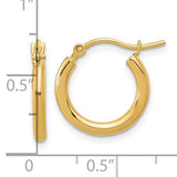 14K Y Gold 2X16MM Round Hoop Earrings - Walter Bauman Jewelers