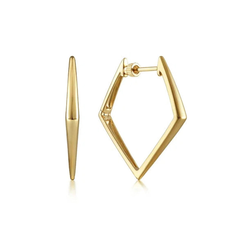 14K Y Gold 30mm Triangular Classic Hoop Earrings - Walter Bauman Jewelers