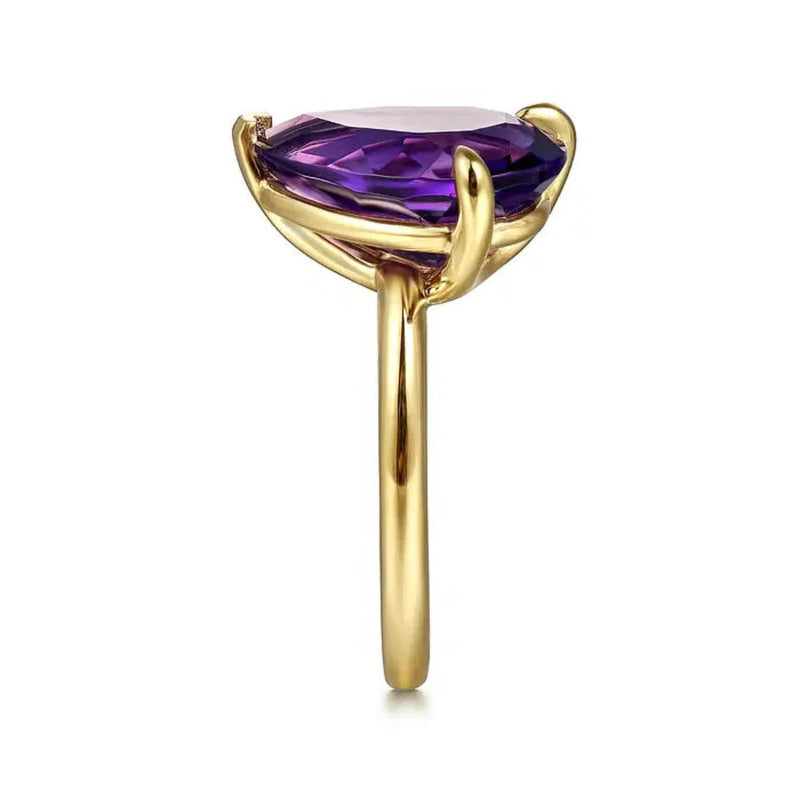 14K Y Gold 4.12ctw Amethyst 0.15ctw Diamond Ring - Walter Bauman Jewelers