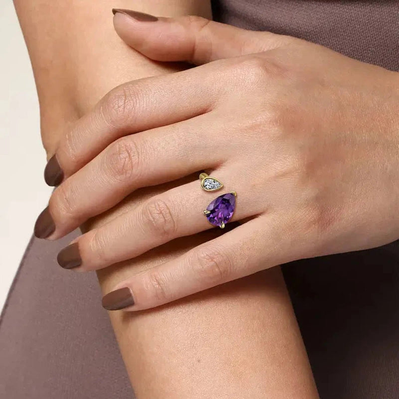 14K Y Gold 4.12ctw Amethyst 0.15ctw Diamond Ring - Walter Bauman Jewelers