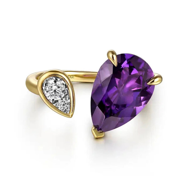 14K Y Gold 4.12ctw Amethyst 0.15ctw Diamond Ring - Walter Bauman Jewelers