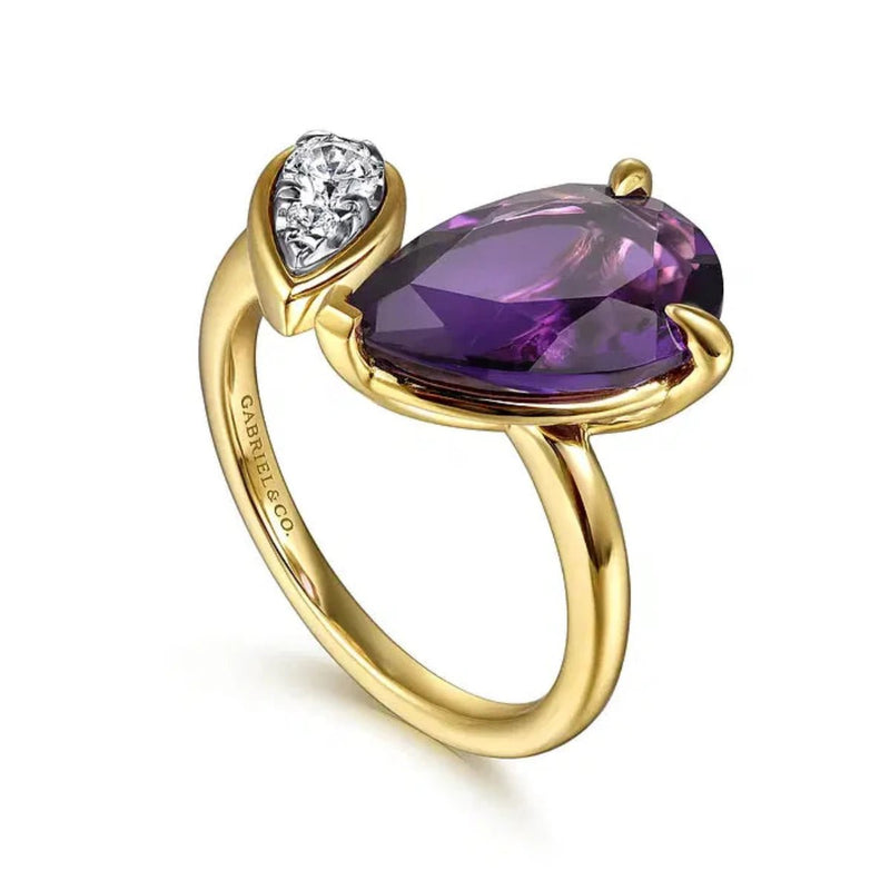 14K Y Gold 4.12ctw Amethyst 0.15ctw Diamond Ring - Walter Bauman Jewelers