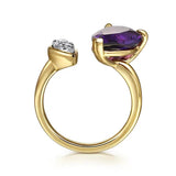 14K Y Gold 4.12ctw Amethyst 0.15ctw Diamond Ring - Walter Bauman Jewelers