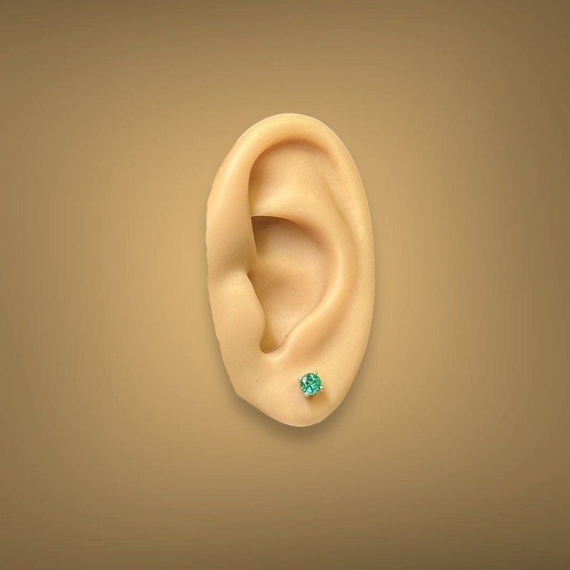 14K Y Gold 4mm 0.46ctw Emerald Stud Earrings - Walter Bauman Jewelers