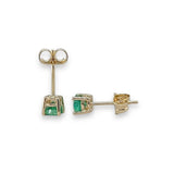 14K Y Gold 4mm 0.46ctw Emerald Stud Earrings - Walter Bauman Jewelers