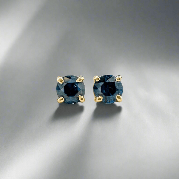 14K Y Gold 4mm 0.60ctw Sapphire Stud Earrings - Walter Bauman Jewelers