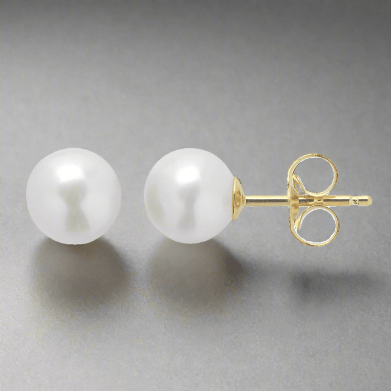 14K Y Gold 5.5X6mm Cultured Akoya Pearl Stud Earrings - Walter Bauman Jewelers