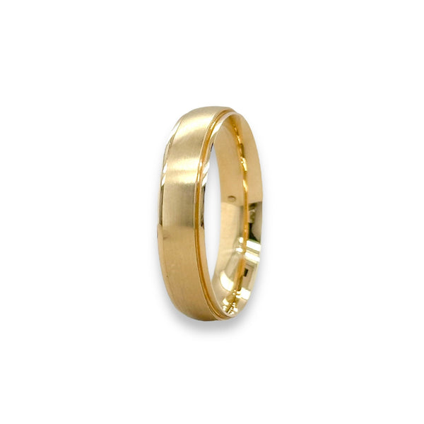14K Y Gold 5mm Low Dome Round Edge Carved Wedding Band - Walter Bauman Jewelers