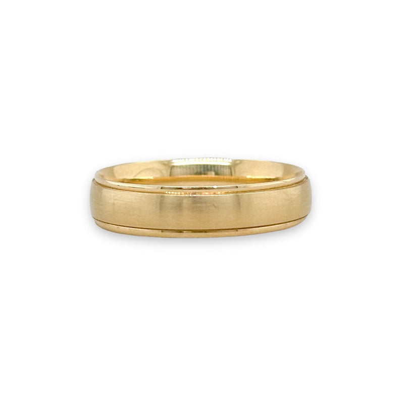 14K Y Gold 5mm Low Dome Round Edge Carved Wedding Band - Walter Bauman Jewelers