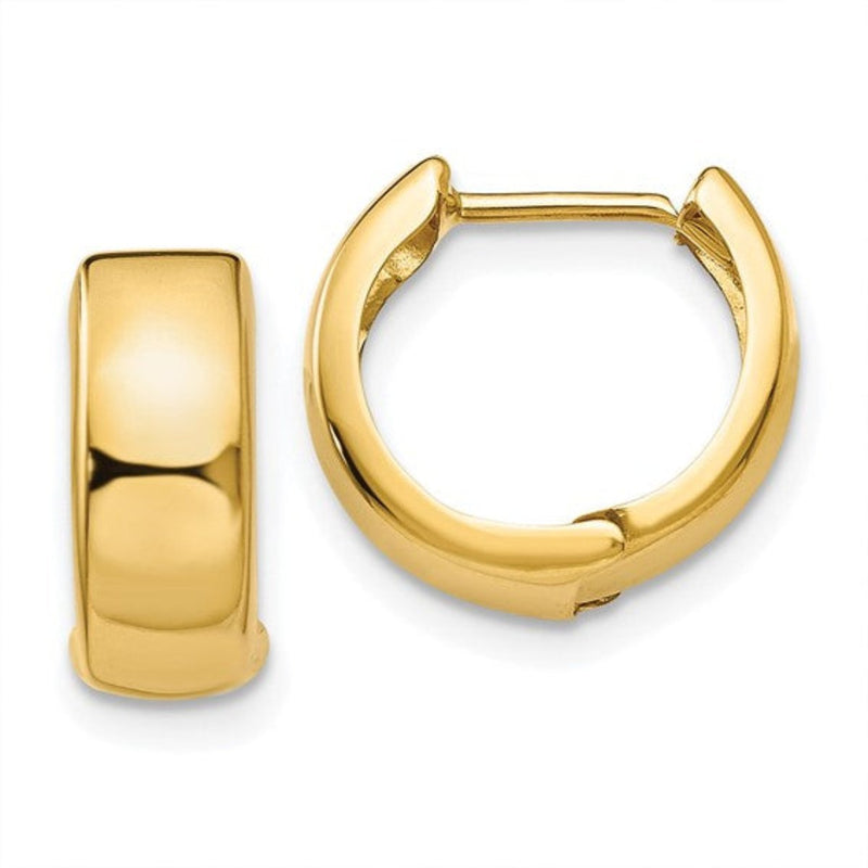 14K Y Gold 5mm Round Huggie Hoop Earrings - Walter Bauman Jewelers