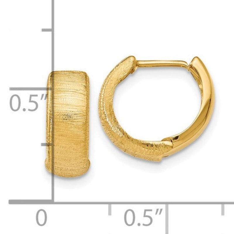 14K Y Gold 5mm Wide Textured Huggie Earrings - Walter Bauman Jewelers