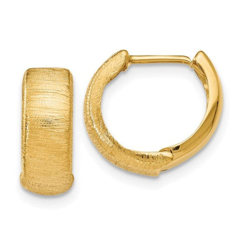 14K Y Gold 5mm Wide Textured Huggie Earrings - Walter Bauman Jewelers