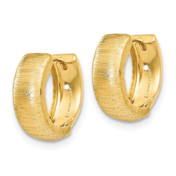 14K Y Gold 5mm Wide Textured Huggie Earrings - Walter Bauman Jewelers