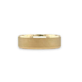 14K Y Gold 6mm Flat Bevel Edge Carved Wedding Band - Walter Bauman Jewelers