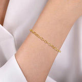 14K Y Gold 7" 4mm Link Bracelet - Walter Bauman Jewelers