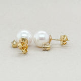 14K Y Gold 7.50 - 8mm Pearl & Diamond earrings - Walter Bauman Jewelers