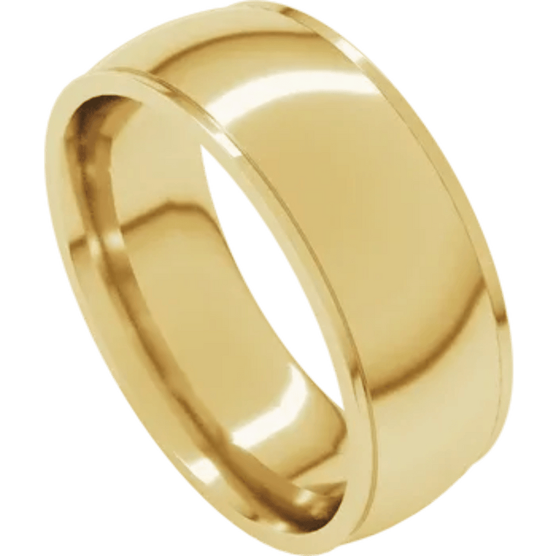 14K Y Gold 7mm Stepped Edge Comfort Fit Half Round Band 9.8grms - Walter Bauman Jewelers