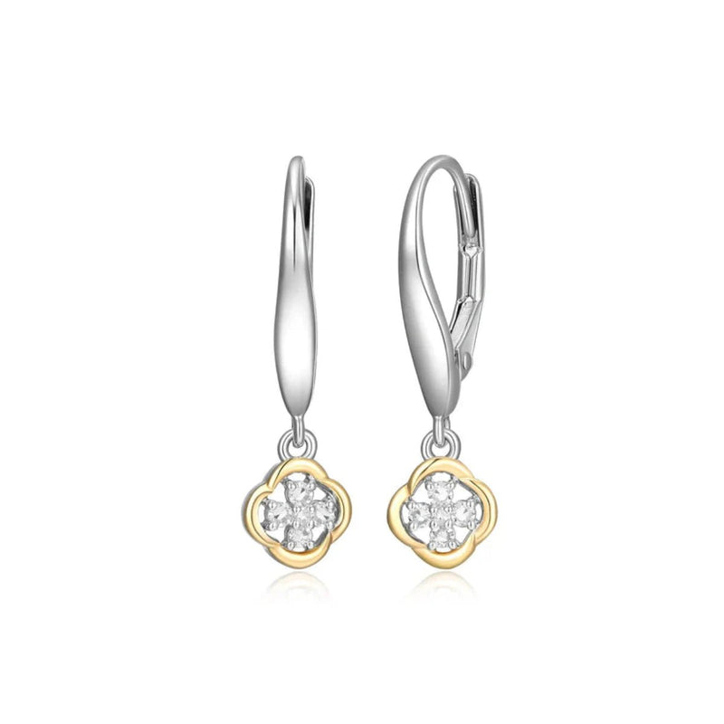 14K Y Gold and SS 0.10ctw Diamond Drop Earrings - Walter Bauman Jewelers