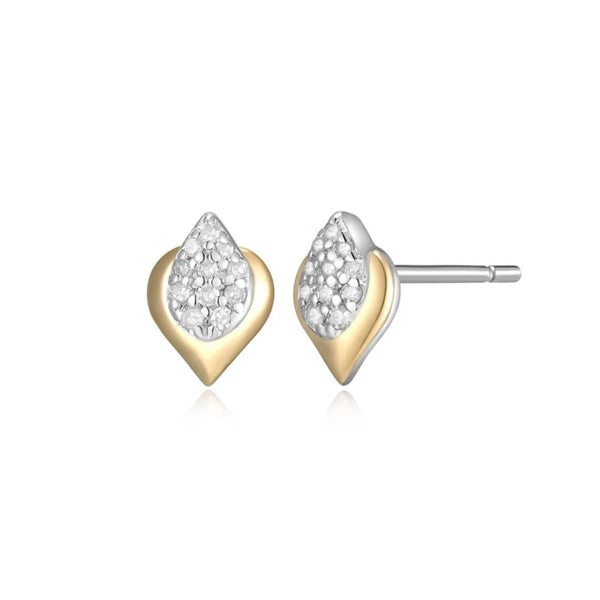 14K Y Gold and SS 0.10ctw Diamond Teardrop Earrings - Walter Bauman Jewelers