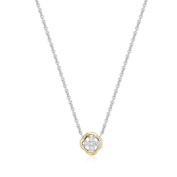 14K Y Gold and SS 0.10ctw Round Diamond Pendant - Walter Bauman Jewelers