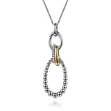 14K Y Gold and SS 0.26ctw White Sapphire Beaded Link Pendant - Walter Bauman Jewelers