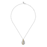 14K Y Gold and SS Multi Row Beaded Teardrop Pendant - Walter Bauman Jewelers