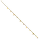 14K Y Gold Ankle Bracelet with Dangling Discs - Walter Bauman Jewelers