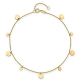 14K Y Gold Ankle Bracelet with Dangling Discs - Walter Bauman Jewelers