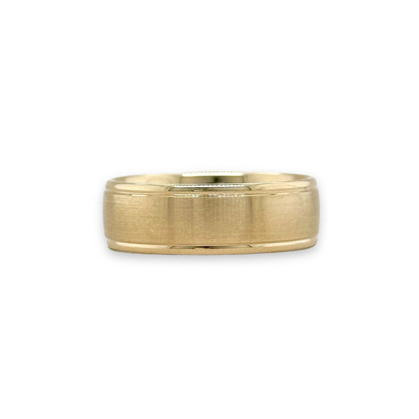 14K Y Gold Brushed Finish Polished Edges Wedding Band - Walter Bauman Jewelers