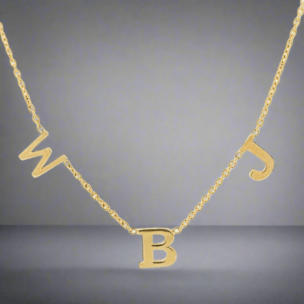 14K Y Gold Chain with 3 Initials Customizable - Walter Bauman Jewelers