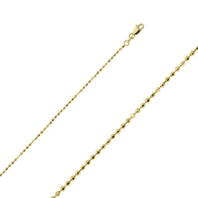 14K Y Gold Dia Cut 16" 1.1mm Bead Chain - Walter Bauman Jewelers