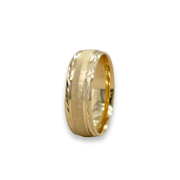 14K Y Gold Dia Cut Brushed Finish Wedding Band - Walter Bauman Jewelers