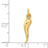 14K Y Gold Hollow 3D Italian Horn Pendant - Walter Bauman Jewelers