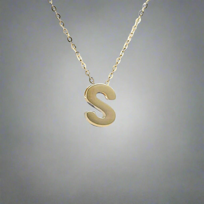 14K Y Gold initial 'S' pendant - Walter Bauman Jewelers