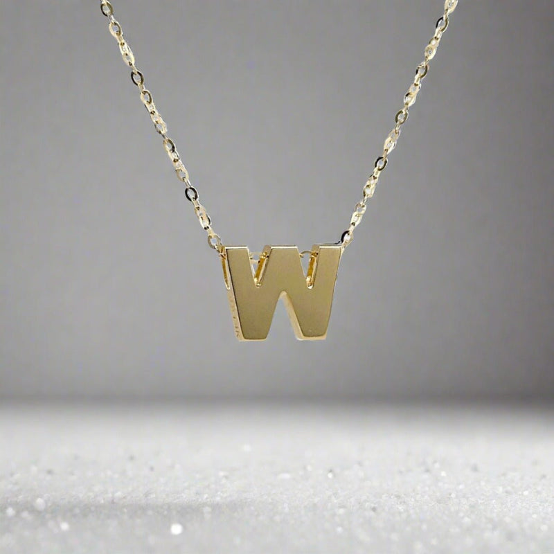 14K Y Gold initial 'W' pendant - Walter Bauman Jewelers